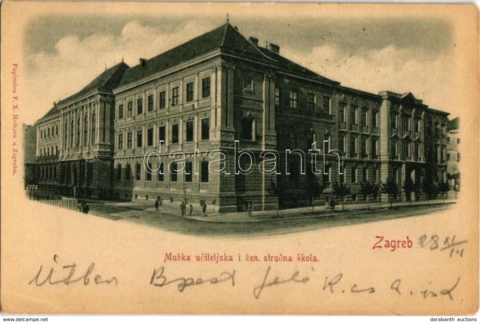 T2/T3 1898 Zagreb, Zágráb; Muzka Uciteljska I Zen. Strucna Skola / School (EK) - Unclassified