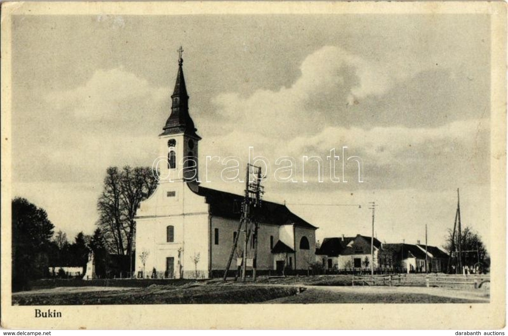 ** T2/T3 Dunabökény, Bukin, Mladenovo; Római Katolikus Templom. Jakob Lang Kiadása / Church  (EK) - Unclassified