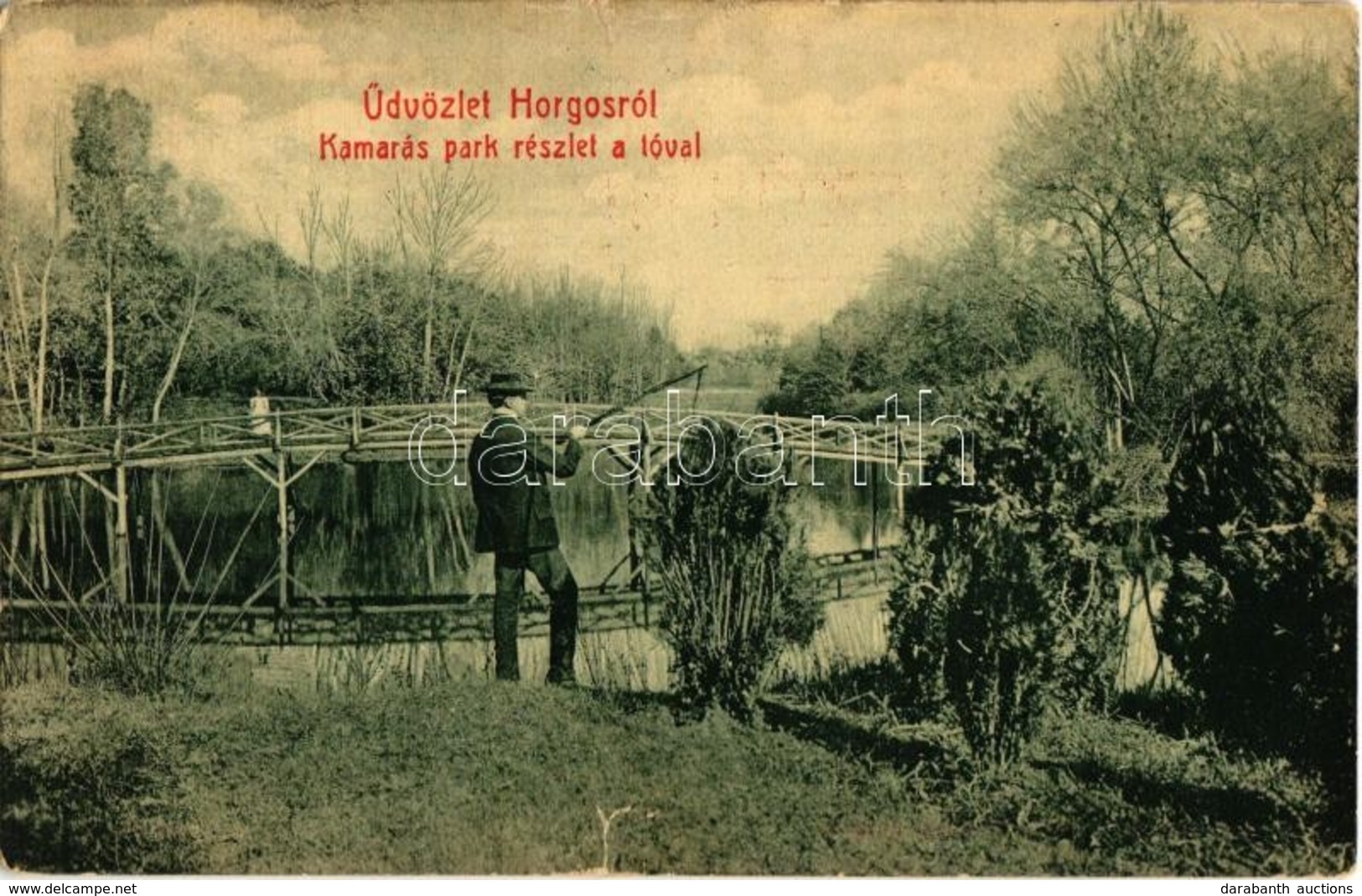 T3 1909 Horgos, Kamarás Park A Tóval. W. L. 6016. Kiadja Bodvai Károly / Park, Lake (szakadás / Tear) - Unclassified