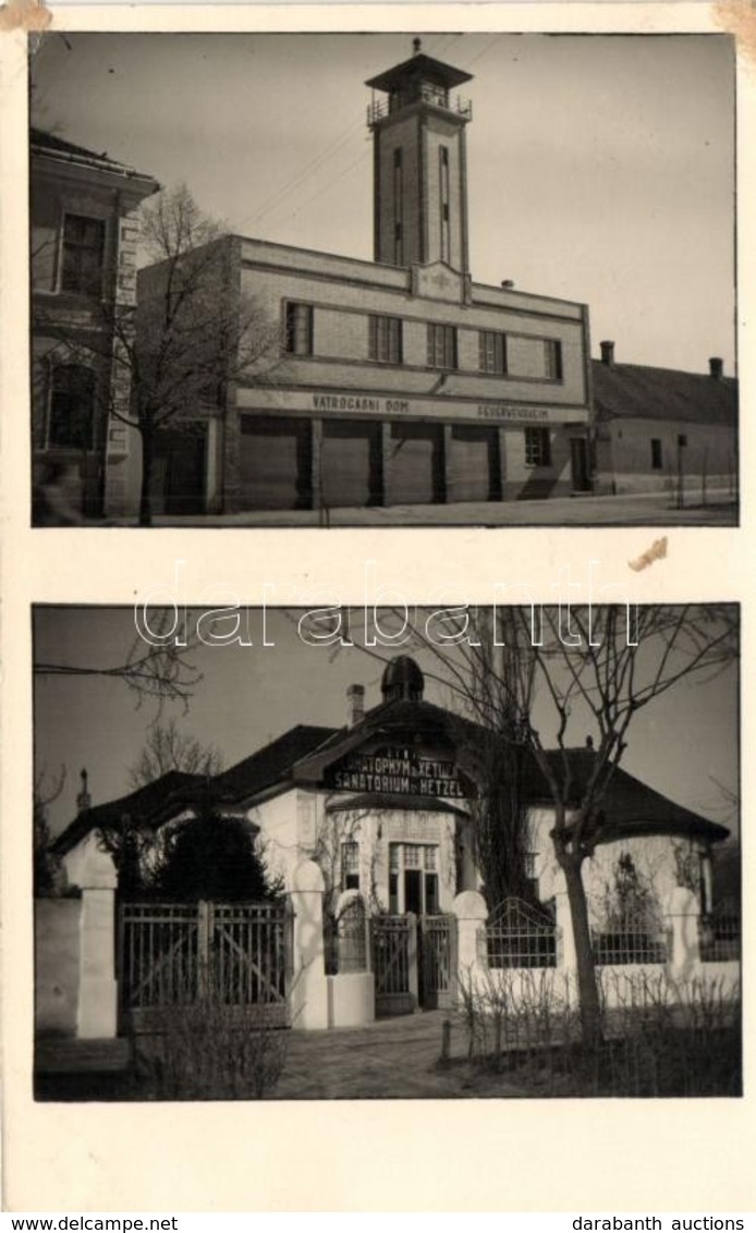 T2/T3 1941 Újverbász, Verbász, Vrbas; Hetzel Szanatórium, Tűzoltóság / Vatrogasni Dom / Fire Station, Sanatorium, Photo  - Non Classés