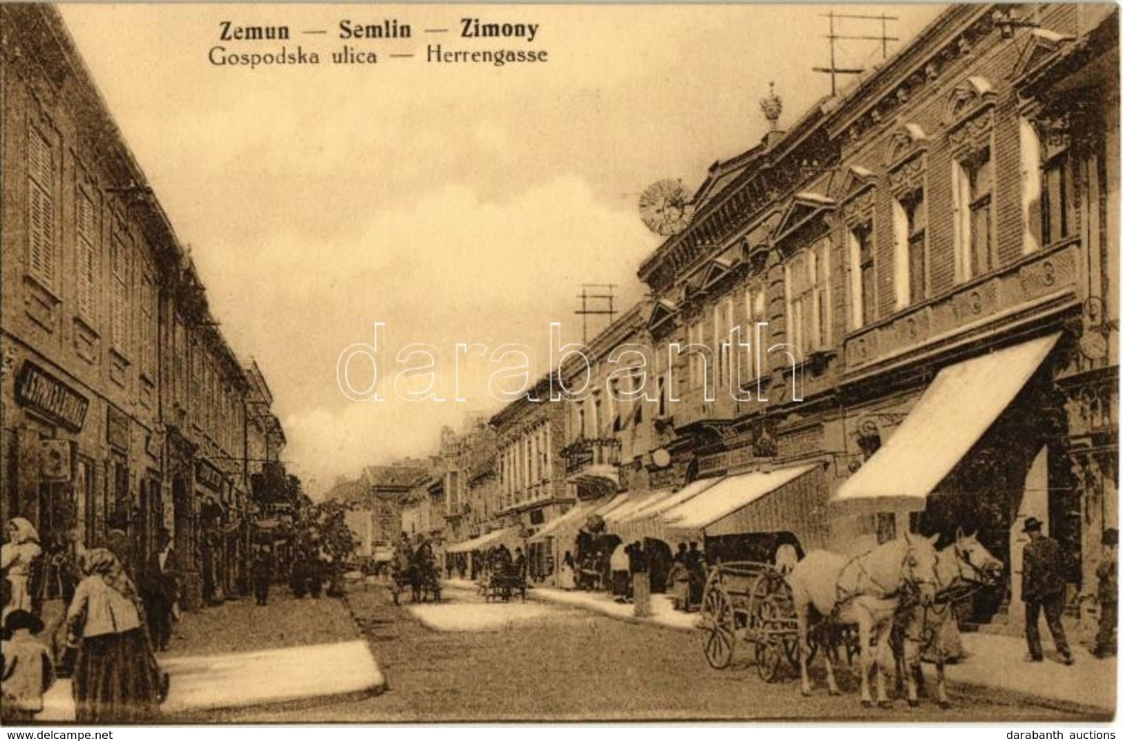 ** T1/T2 Zimony, Zemun, Semlin; Úri Utca, J. Burmaz üzlete / Gospodska Ulica / Herrengasse / Street, Shops - Zonder Classificatie