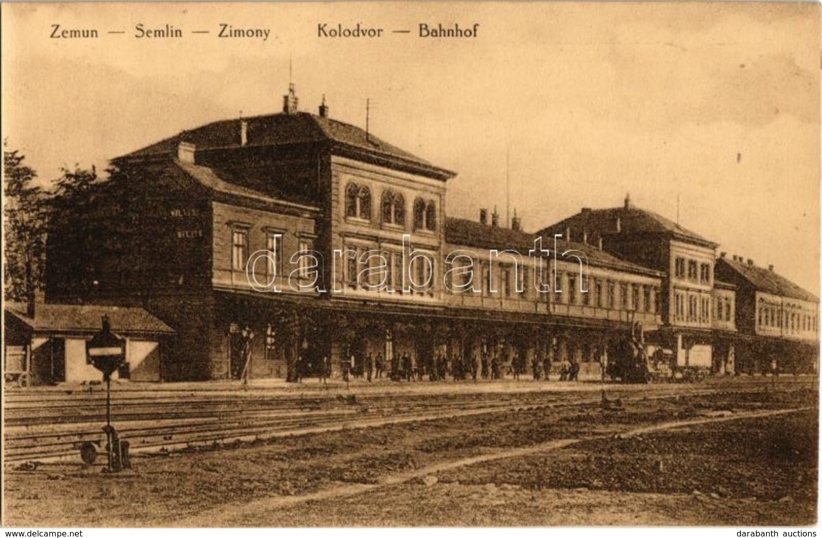 ** T1 Zimony, Semlin, Zemun; Vasútállomás, Gőzmozdony / Kolodvor / Bahnhof / Railway Station, Locomotive - Non Classés