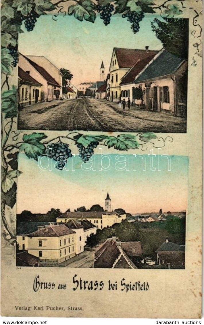 * T2/T3 1916 Strass Bei Spielfeld, Strasse / Street Views. Montage With Grapes (EK) - Sin Clasificación