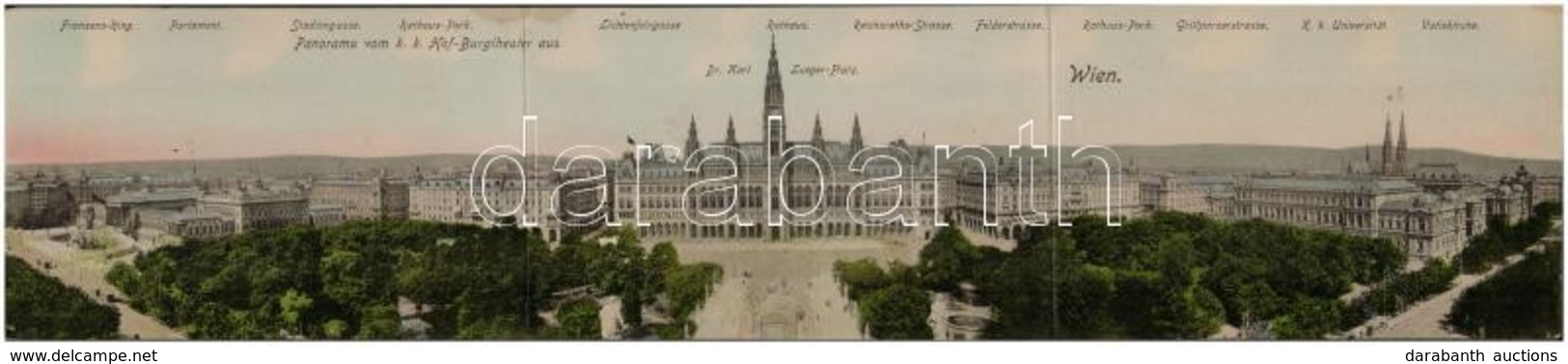 ** T2/T3 Vienna, Wien, Bécs; Panorama Von K.k. Hof-Burgtheater Aus. Foldable 3-tiled Panoramacard (fl) - Zonder Classificatie