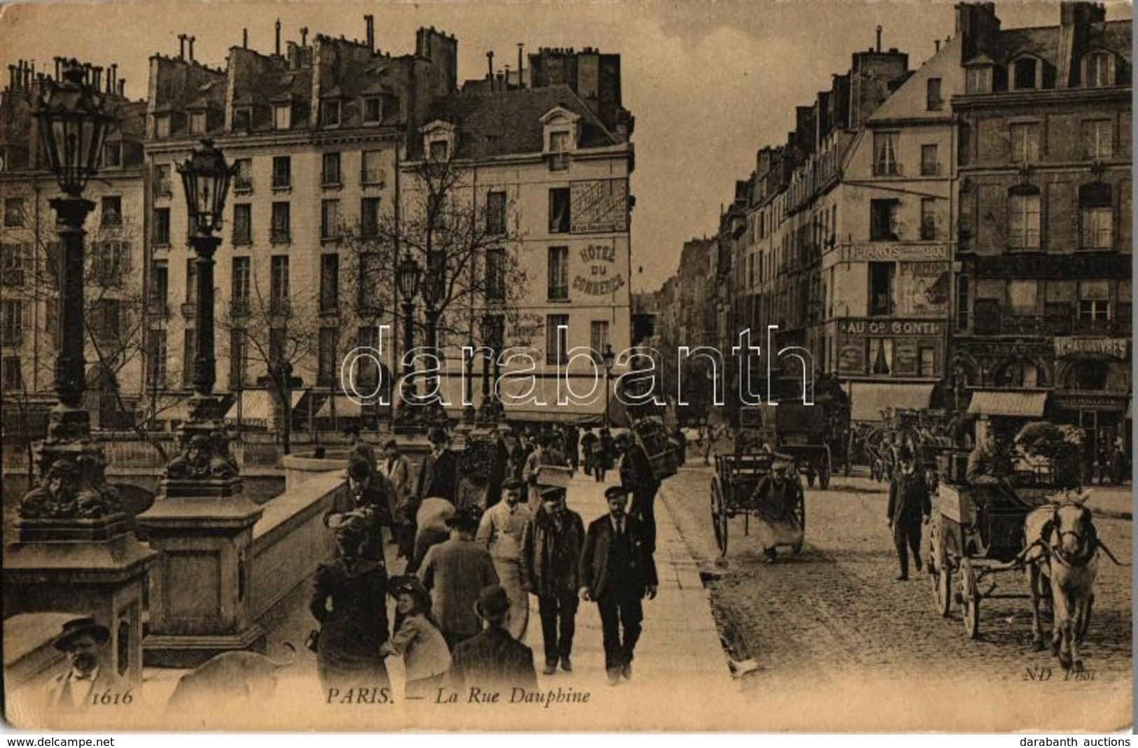 T2/T3 Paris, La Rue Dauphine / Street, Horse Carts, Hotel Du Commerce, Shops  (EK) - Non Classés