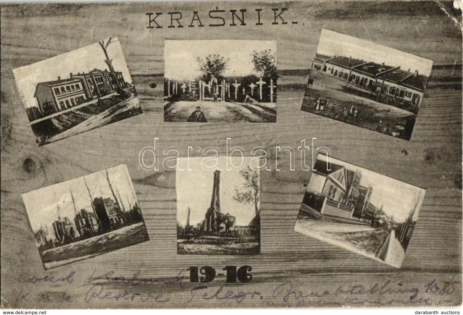 * T2/T3 1916 Krasnik, Military Barracks And Cemetery, Ruins, WWI Military Postcard. Dávid Mihály Kézdivásárhely (EK) - Sin Clasificación