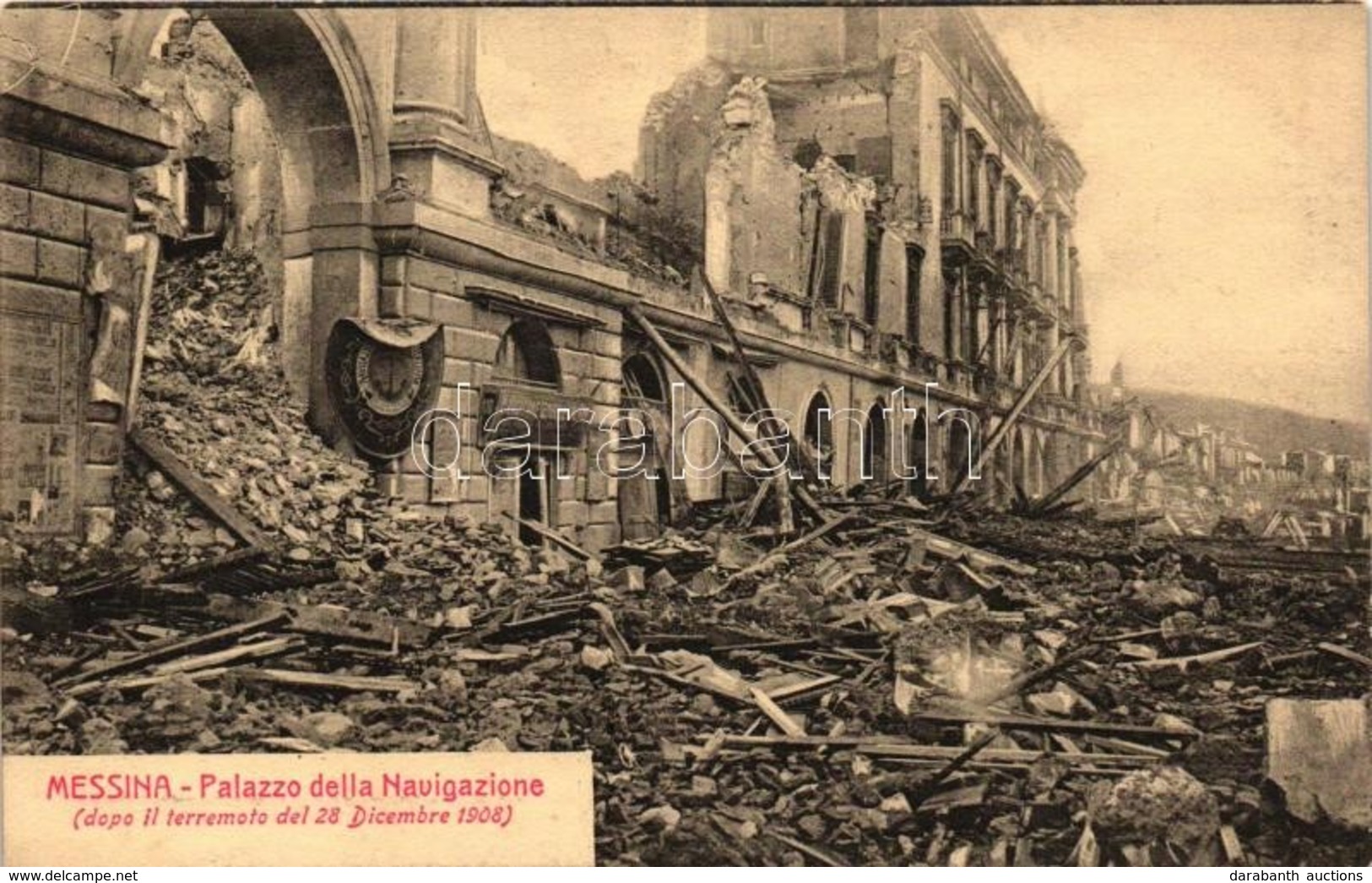 ** T1/T2 1908 Messina, Dopo Il Terremoto, Palazzo Della Navigazione / Earthquake, Destroyed Palace - Non Classés