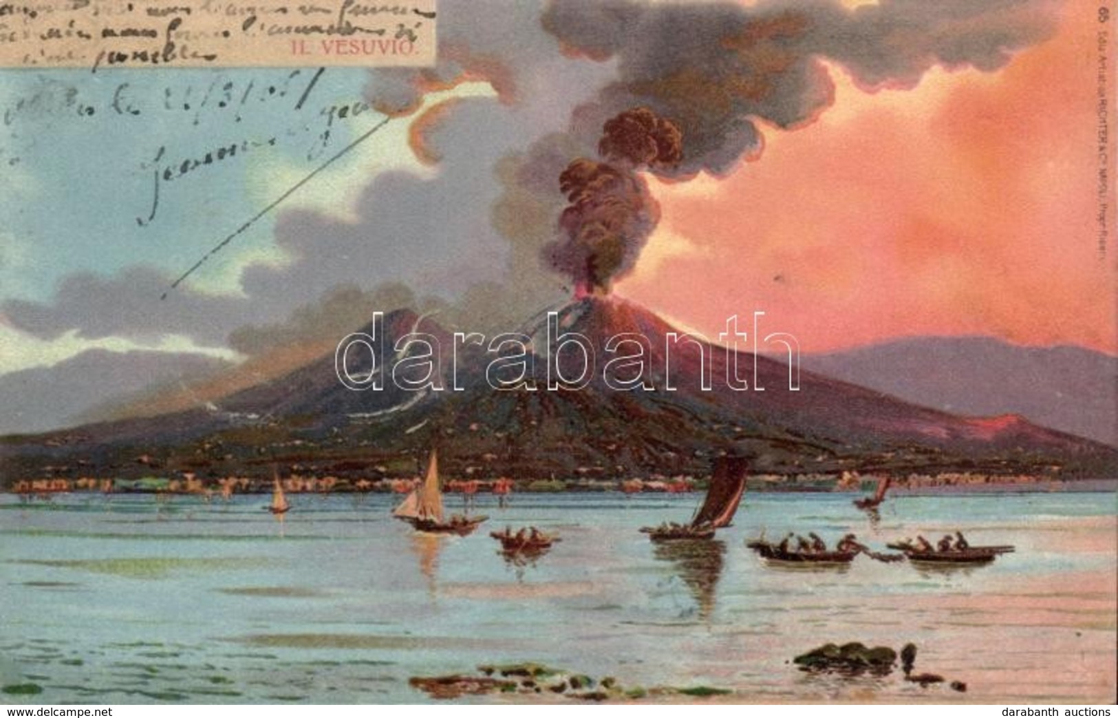 T2 1898 Naples, Napoli; Il Vesuvio / Mount Vesuvius In Eruption, Richter & Co., Litho - Unclassified