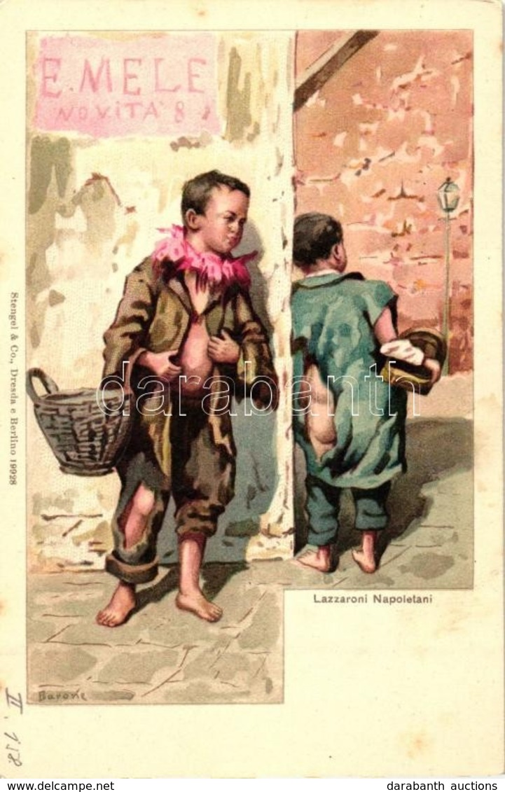 ** T1/T2 Naples, Napoli; Lazzaroni Napoletani / Child Beggars, Folklore, Litho S: Barone - Zonder Classificatie