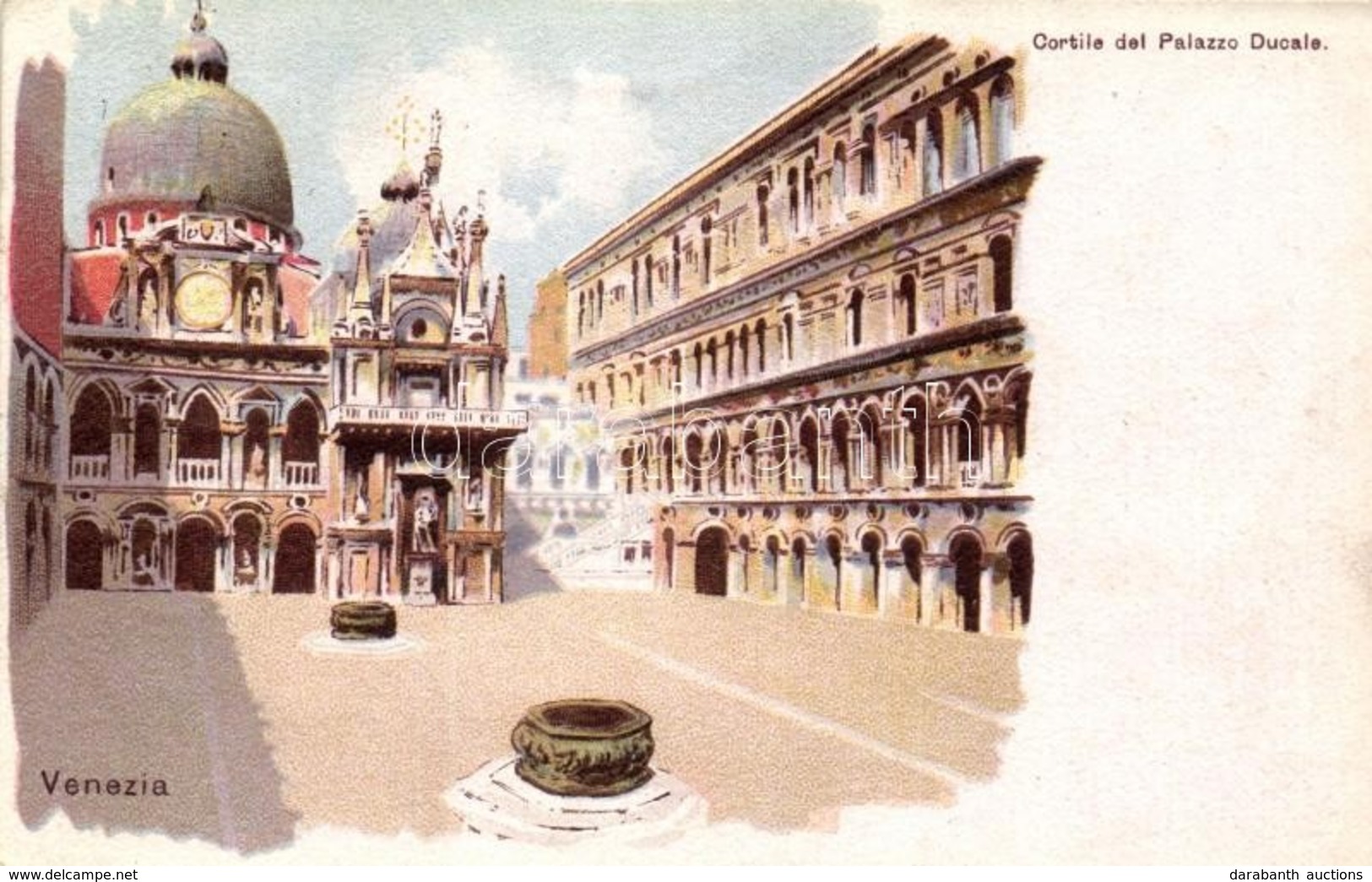 T2/T3 Venice, Venezia; Cortile Del Palazzo Ducale / Palace Courtyard, Litho - Zonder Classificatie