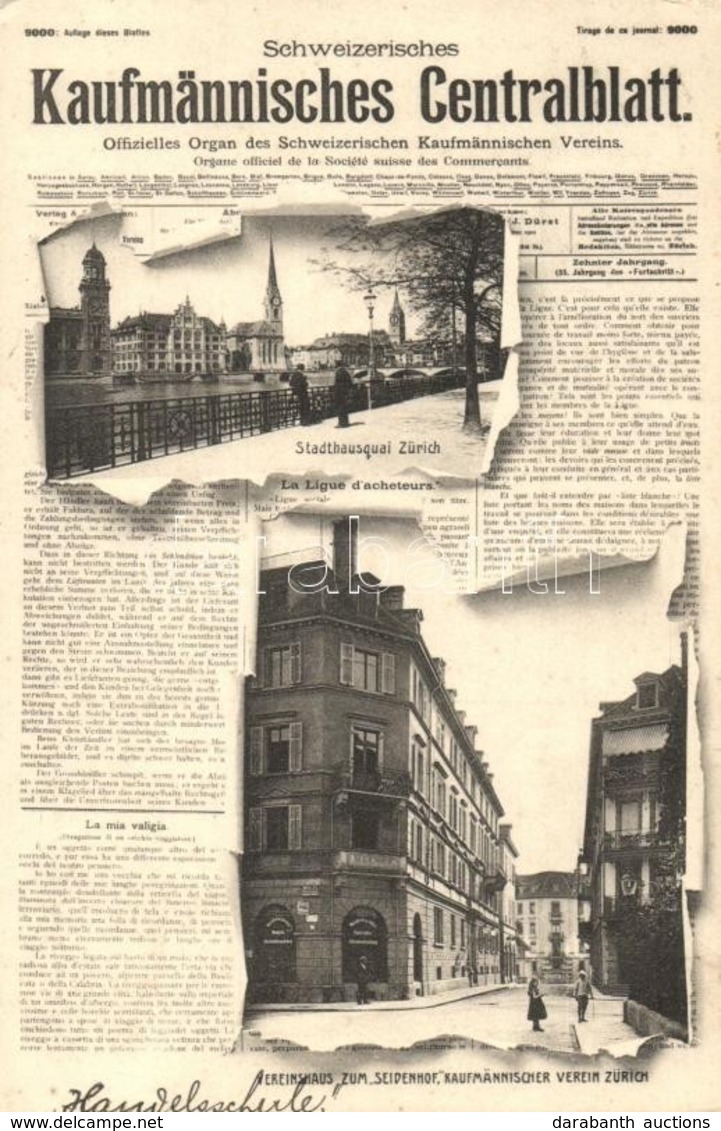 T2 Zürich 'Schweizerisches Kaufmännisches Centralblatt' Stadthausquai, Vereinshaus Zum Seidenhof / Newspaper Layout - Unclassified