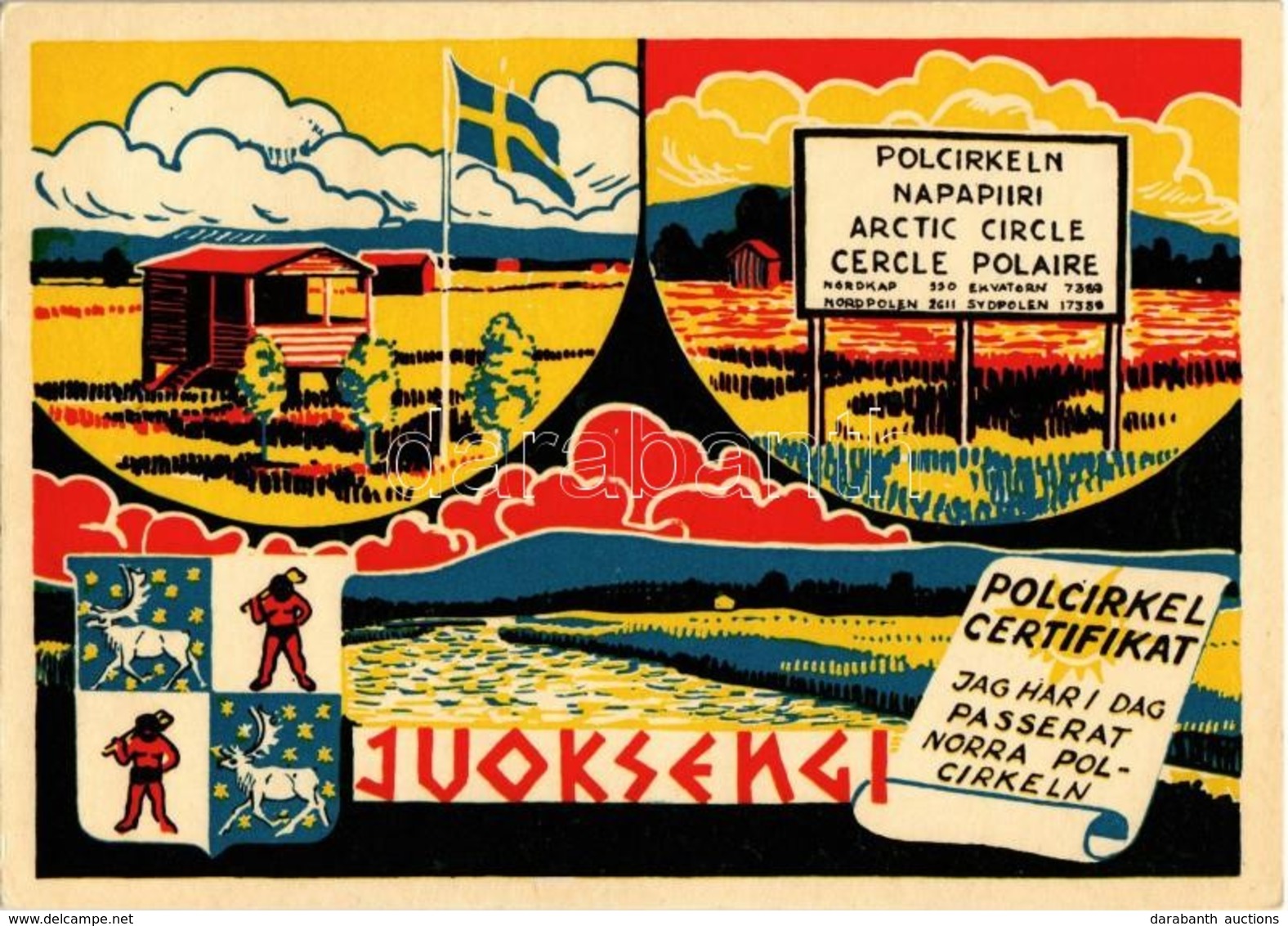 T2 1958 Juoksengi, Polcirkel Certifikat / Arctic Circle, Coat Of Arms - Non Classés