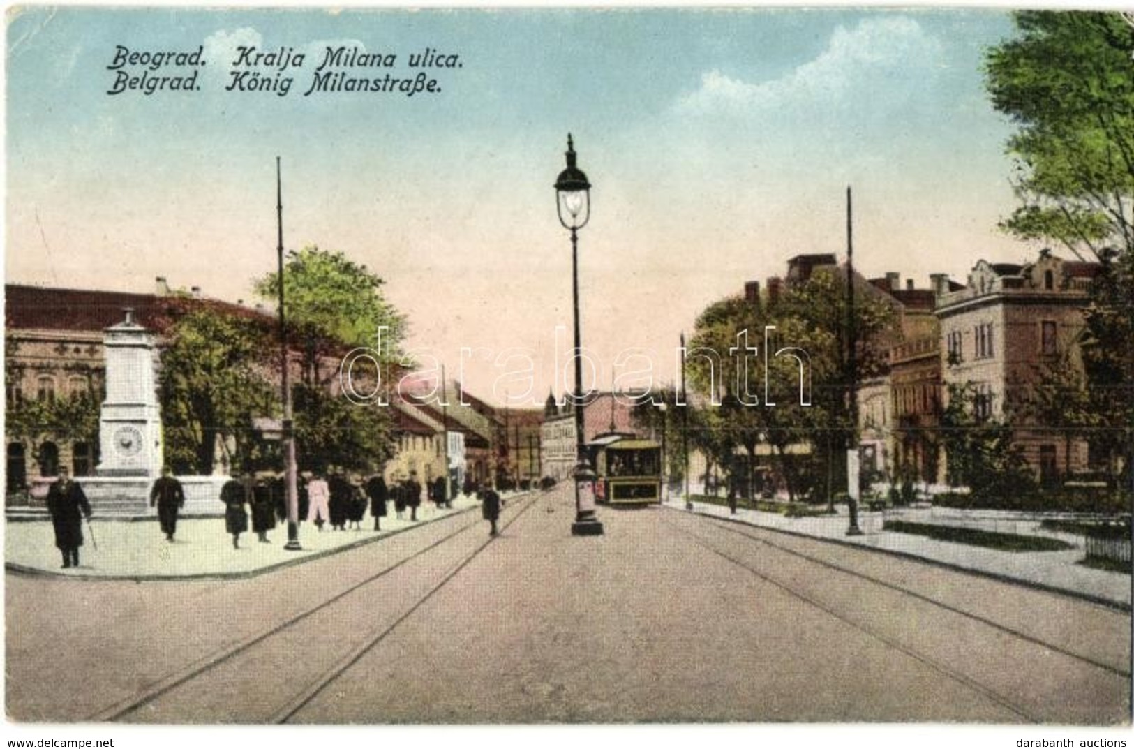 * Belgrade - 5 Pre-1945 Town-view Postcards, Tram - Unclassified