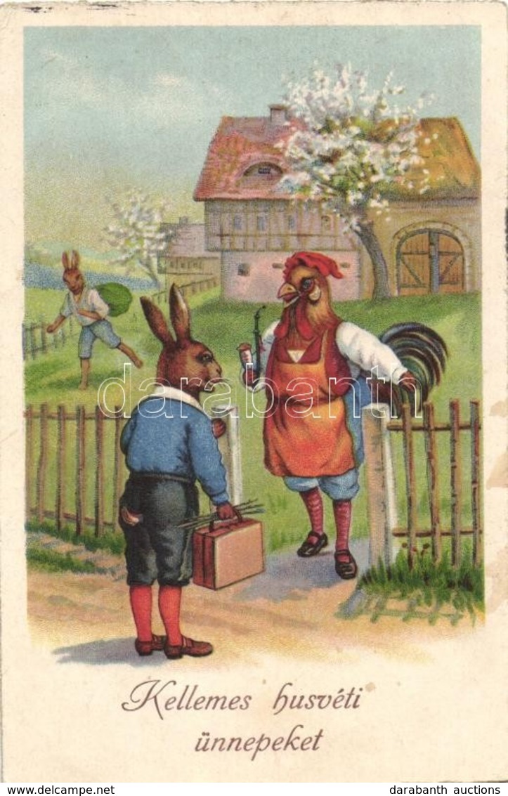 T2/T3 Easter, Rabbit And Rooster Gentleman, Erika Nr. 2005. Litho - Unclassified