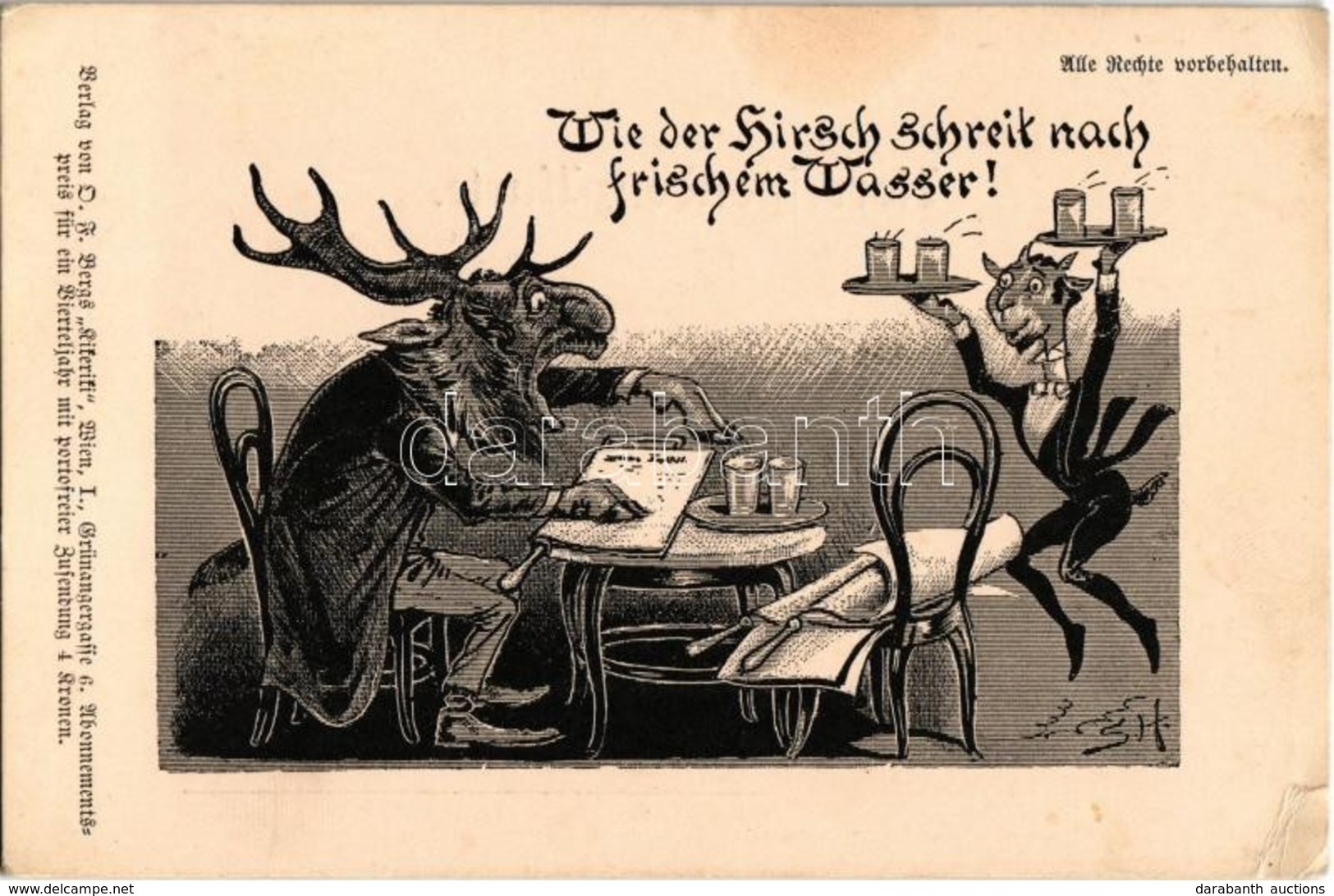 ** T2/T3 Wie Der Hirsch Schreit Nach Frischem Wasser. Verlag Von O. F. Bergs 'Kiferifi'. Anti-semitic Judaica Art Postca - Unclassified