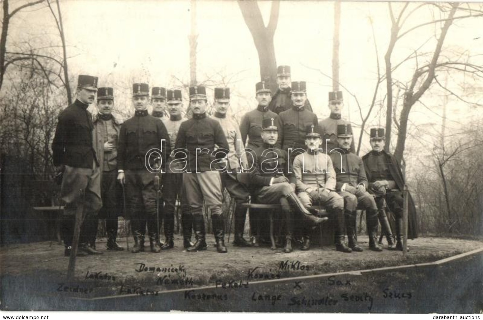 T2 1914 Osztrák-magyar Tisztek Csoportképe, Nevek Feliratozva A Fotón / WWI Austro-Hungarian K.u.K. Officers' Group Phot - Zonder Classificatie