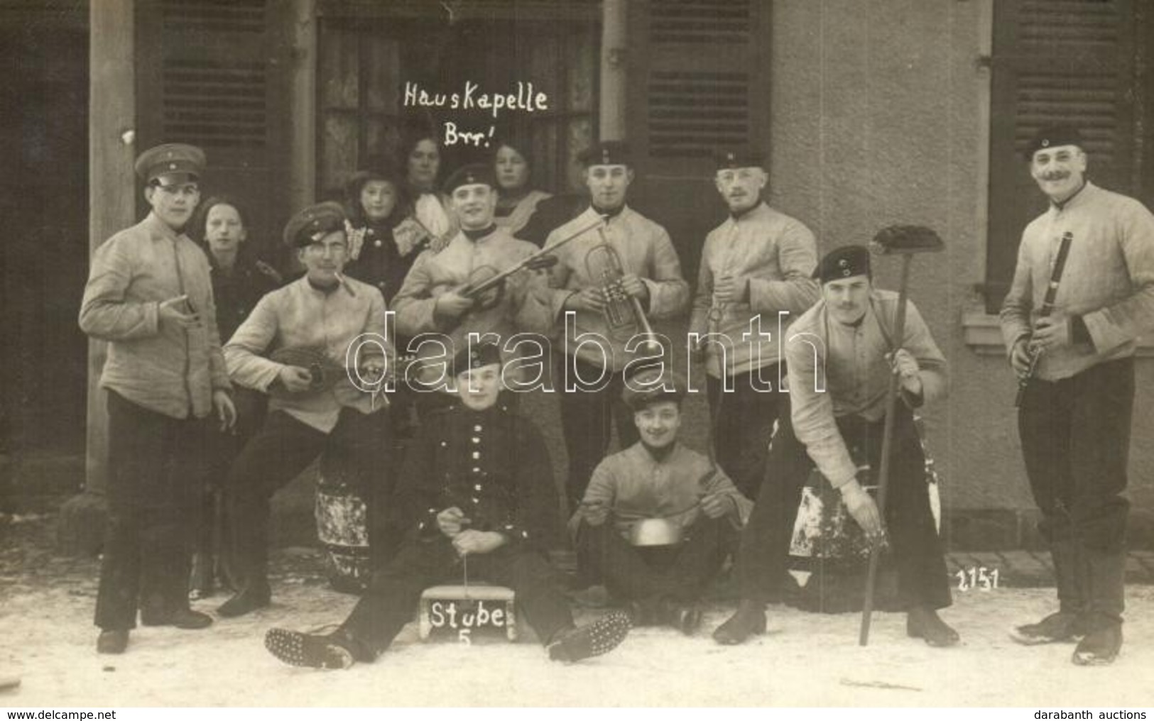 T2 1915 Hauskapelle Brr! / WWI German Military, Soldiers' Music Band, Humour. Group Photo - Unclassified
