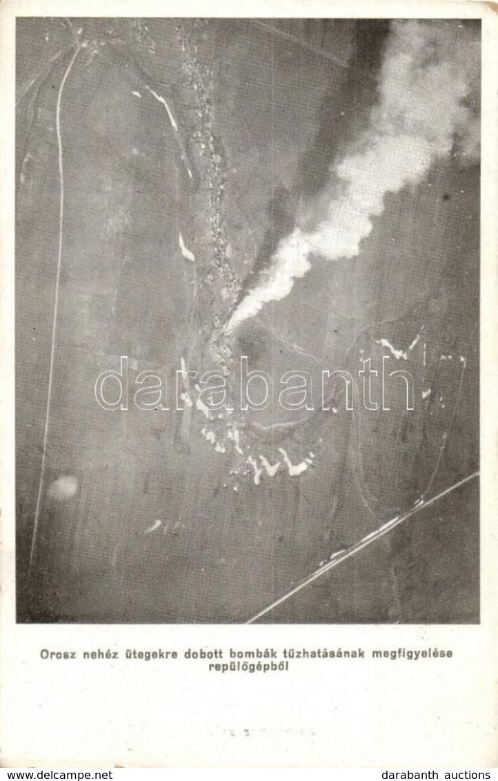 ** T2/T3 Orosz Nehéz ütegekre Dobott Bombák Tűzhatásának Megfigyelése Repülőgépből / WWI K.u.K. Military, Bombing Of The - Non Classés
