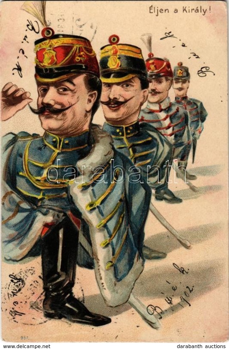 T2/T3 1901 Éljen A Király! / Hungarian Hussars, Humour, Litho (Rb) - Zonder Classificatie