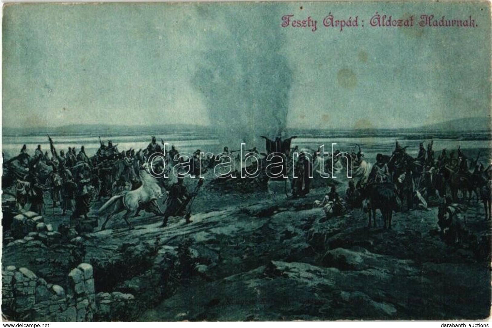 * T2/T3 Áldozat Hadúrnak. Divald Károly Kiadása / Sacrifice To Hadur. Hungarian History Art Postcard. S: Feszty Árpád (E - Non Classés
