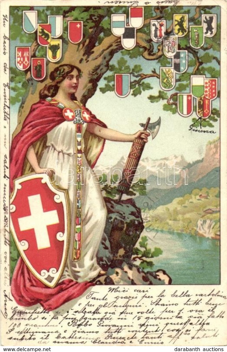 T2/T3 Swiss Patriotic Propaganda Card, Coat Of Arms, Litho (EK) - Unclassified