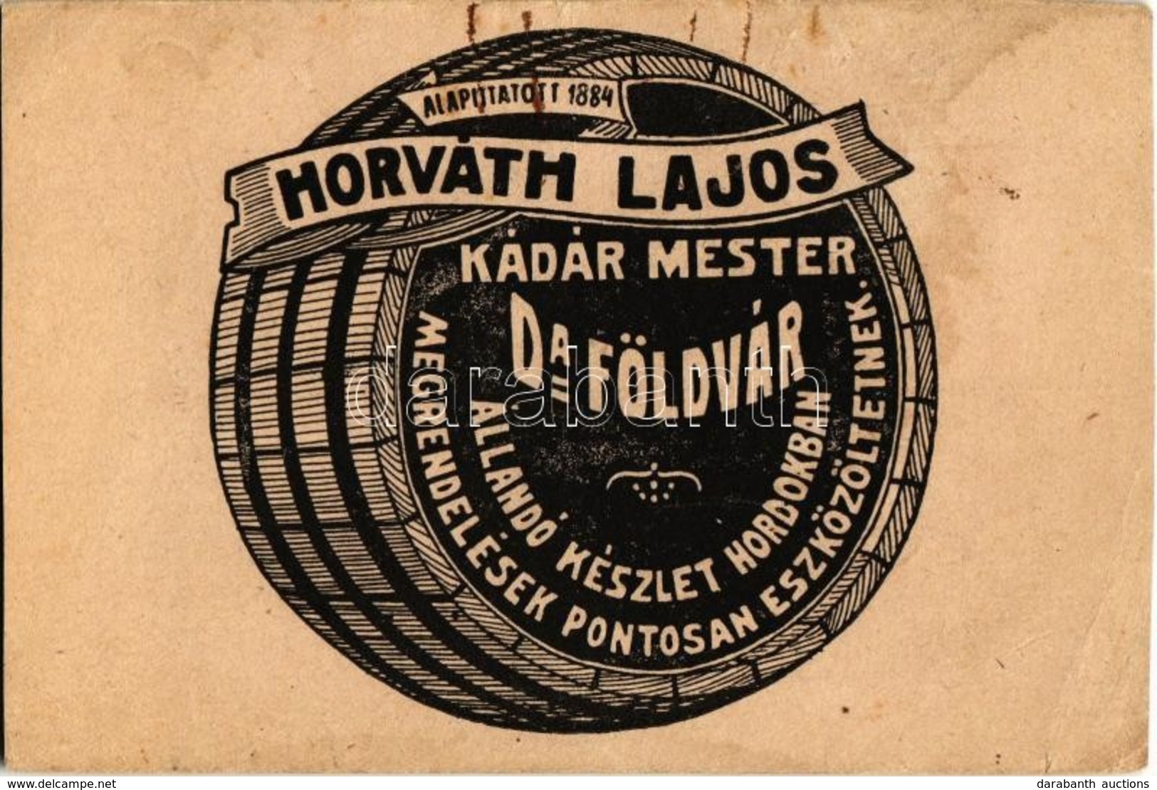 ** T2/T3 Dunaföldvár, Horváth Lajos Kádármester / Hungarian Barrel Maker's Advertisement (EK) - Zonder Classificatie