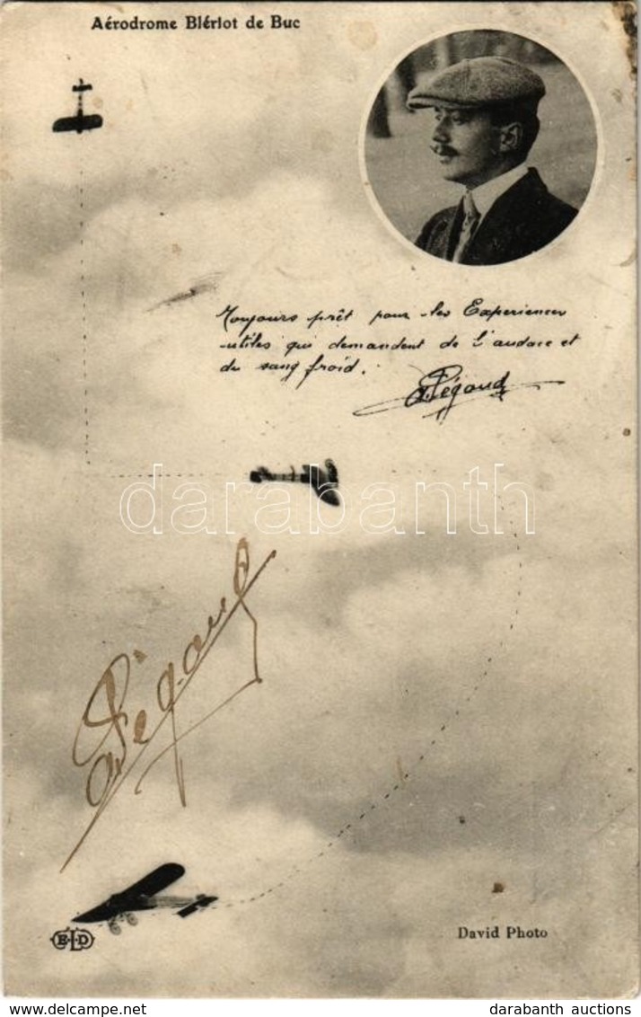 * T2 Aérodrome Blériot De Buc / Aerodrome Of Bleriot, Airplane. Postcard Signed By A. Pégaud. David Photo - Unclassified