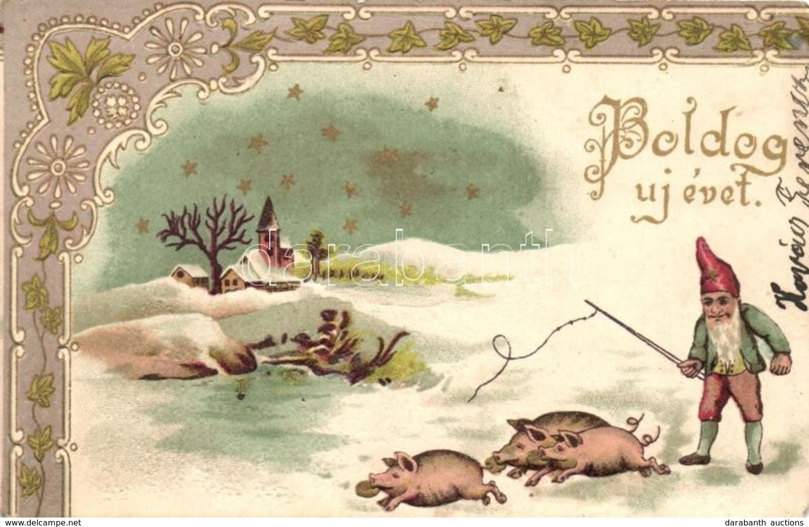 * T2/T3 New Year, Dwarf, Pigs, Floral, Art Nouveau Emb. Litho - Non Classés