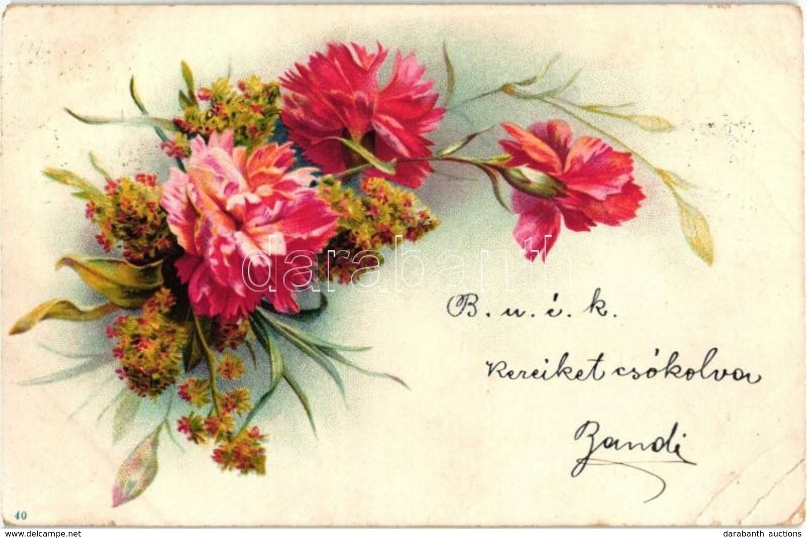 T3 1899 Flowers. Floral Greeting Art Postcard, Litho (EK) - Zonder Classificatie