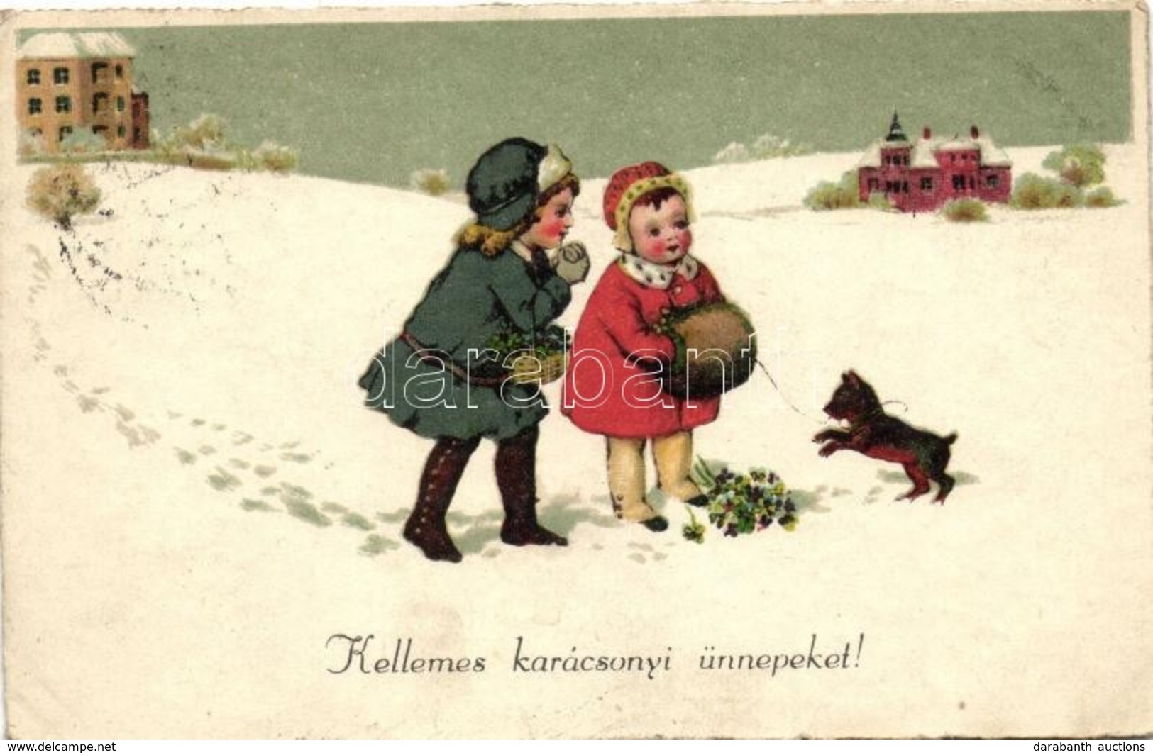 T2 Christmas, Children, Dog, Litho - Unclassified