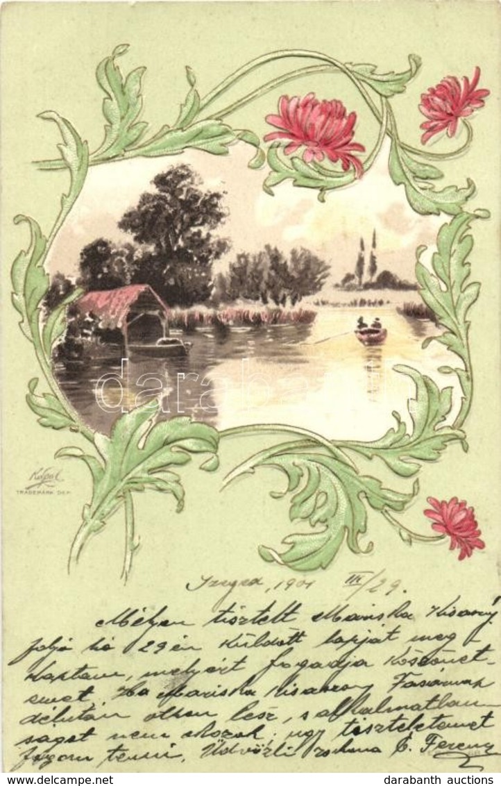 T2 Art Nouveau Greeting Card, Emb. Litho - Unclassified