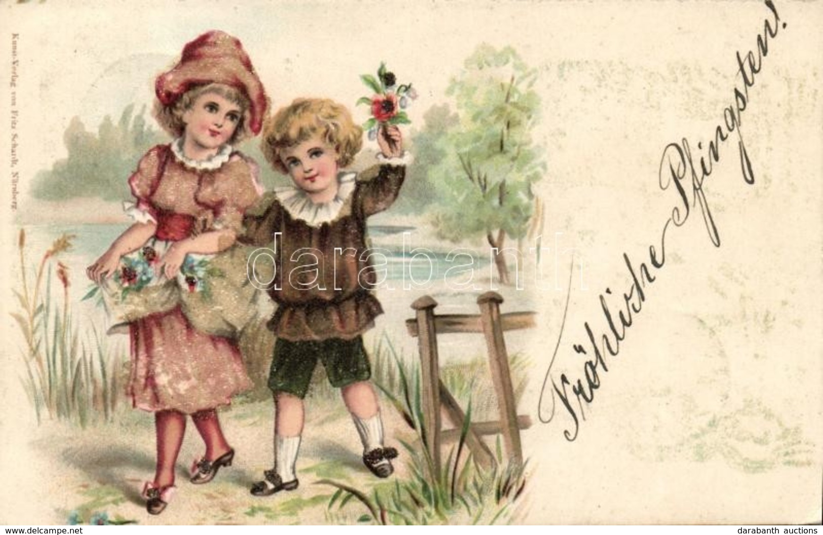 T2/T3 Children Greeting Card, Fritz Schardt Decorated Litho (EK) - Unclassified