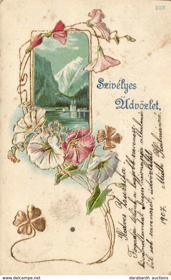 T2/T3 Greeting Card, Golden Decorated, Floral Emb. Litho (fl) - Non Classés