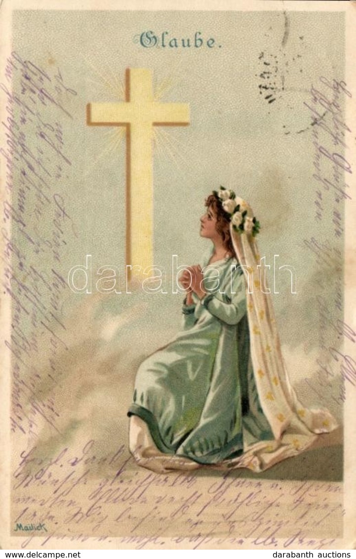 T2 Glaube / Faith, Religious Art Postcard, Litho S: Mailick - Zonder Classificatie