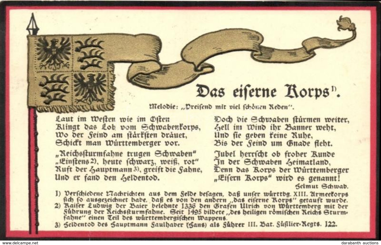 T2/T3 Das Eiserne Korps / German Flag, Golden Emb. (Rb) - Zonder Classificatie