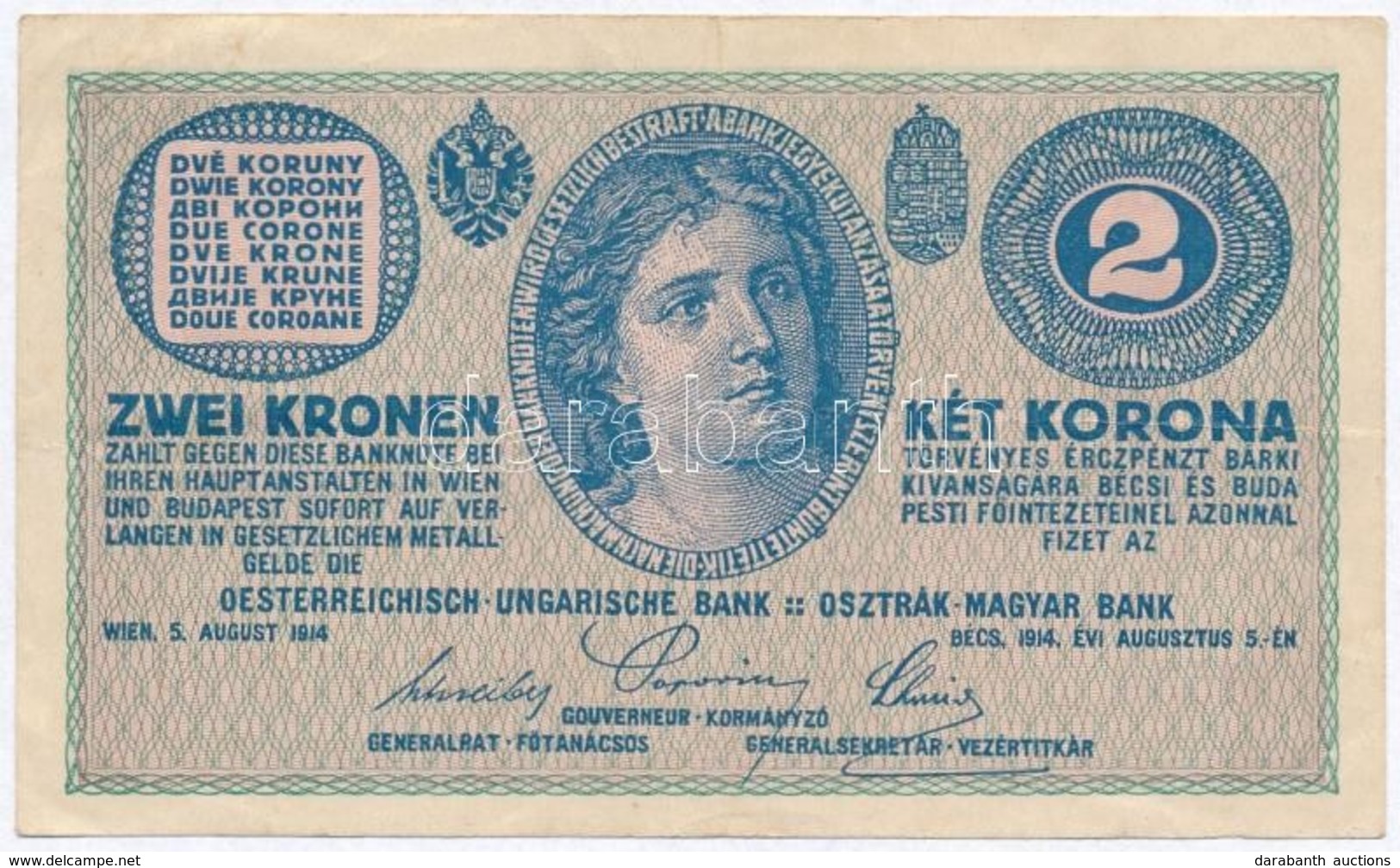 1914. 2K 'C' Sorszámjel, Hamis Felülbélyegzéssel (fake Overprint) T:III - Zonder Classificatie