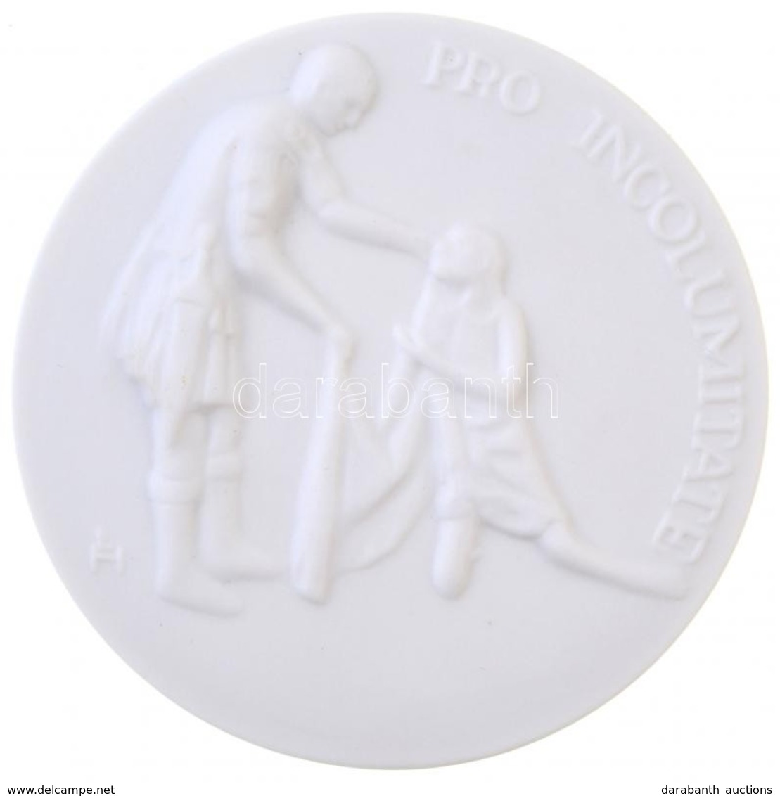 DN 'Pro Incolumitate' Jelzett Herendi Bisquit Porcelán Karton Tokban (66mm) T:1 - Zonder Classificatie