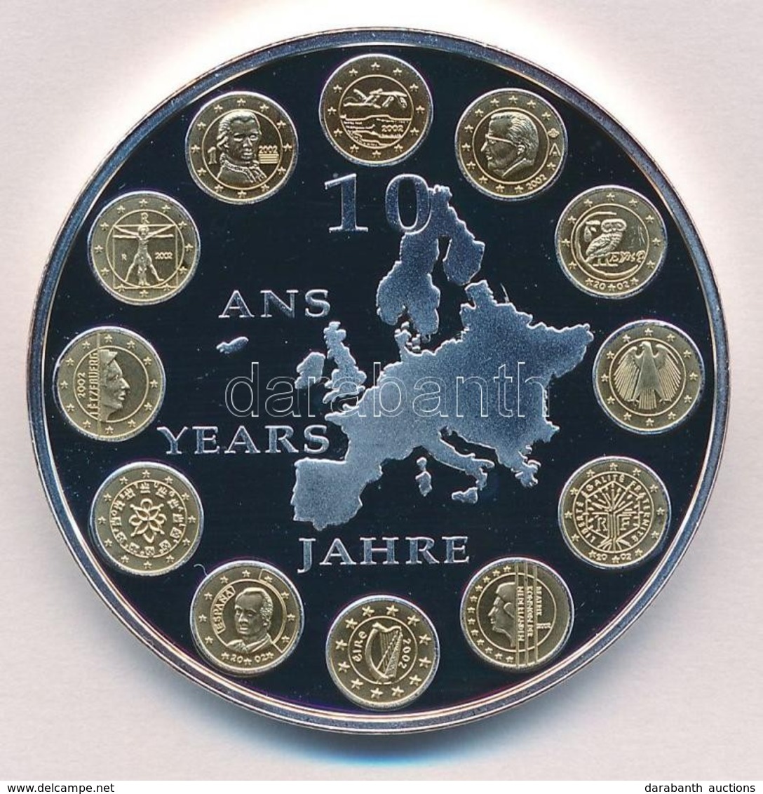 2012. '10 éves Az Euro' Ezüstözött, Aranyozott Fém Emlékérem (40mm) T:PP 
2012. 'Euro 10 Years' Gilt, Silver-plated Comm - Non Classés