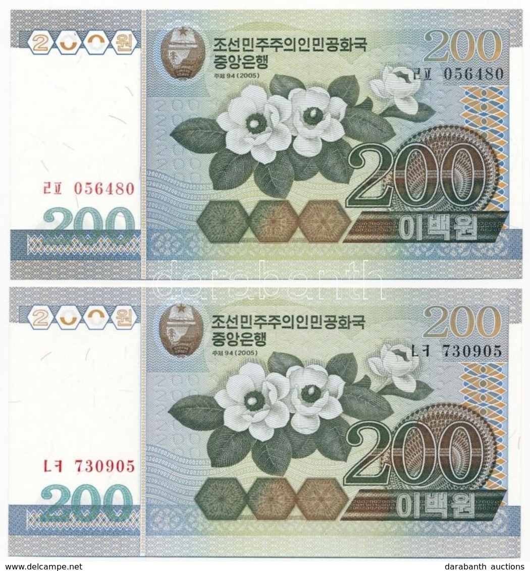 Észak-Korea 2005. 200W (2x) T:I 
North Korea 2005. 200 Won (2x) C:UNC - Non Classés