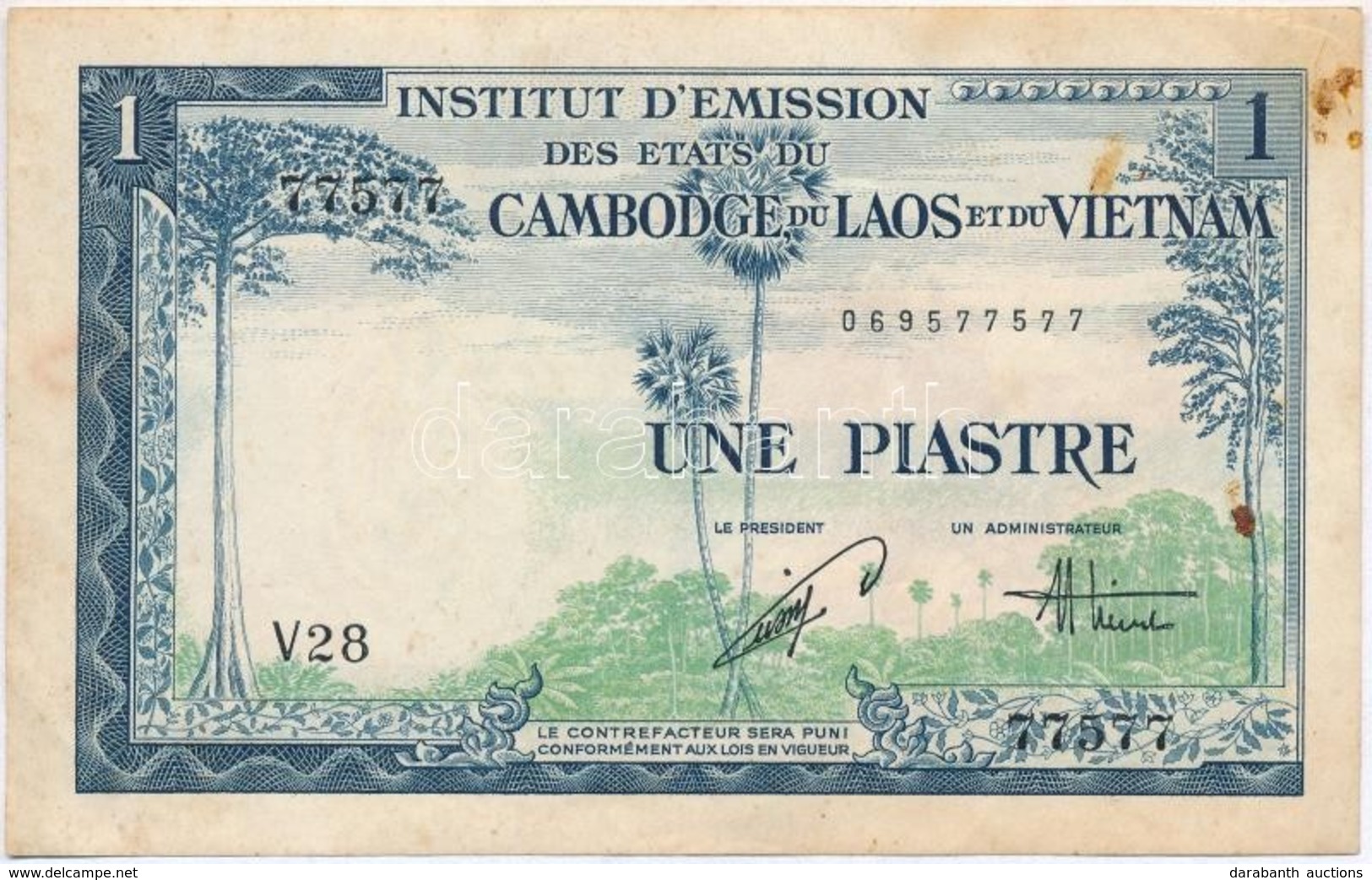 Francia Indokína / Vietnam 1954. 1P T:III
French Indo-China / Vietnam 1954. 1 Piastre C:F - Zonder Classificatie