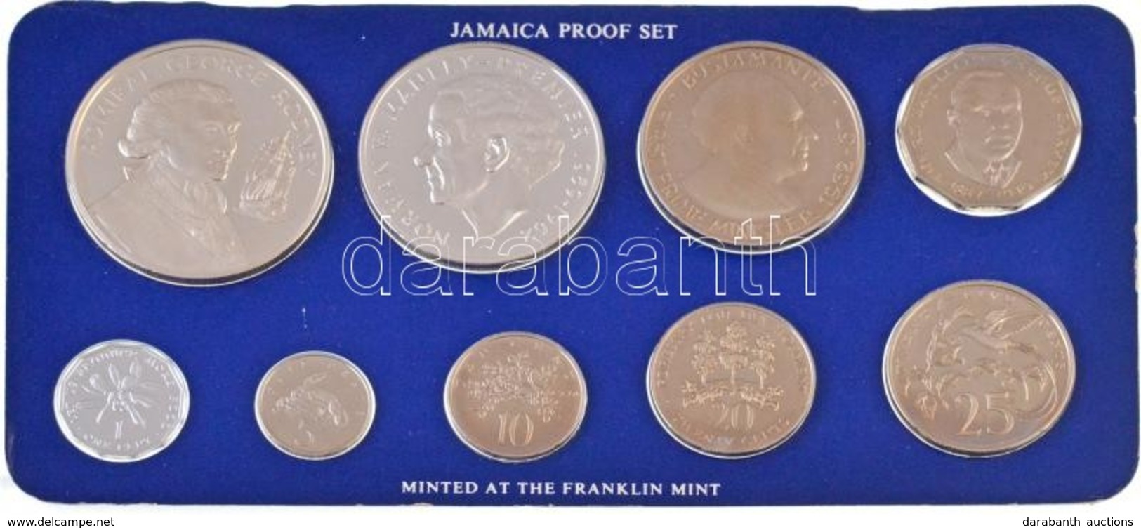 Jamaika 1977. 1c-10$ (9xklf), Közte Az 5$ és 10$ Ag Eredeti Dísztokban, Lezárva T:PP 
Jamaica 1977. 1 Cent - 10 Dollars  - Non Classés