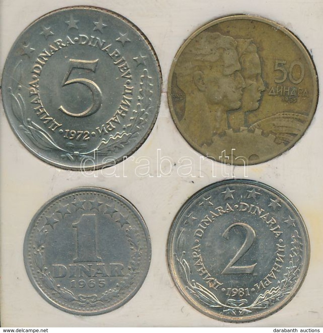 Jugoszlávia 1955. 50D + 1965. 1D + 1972. 5D + 1981. 2D Plasztiktokban T:2,2-
Yugoslavia 1955. 50 Dinara + 1965. 1 Dinar  - Zonder Classificatie