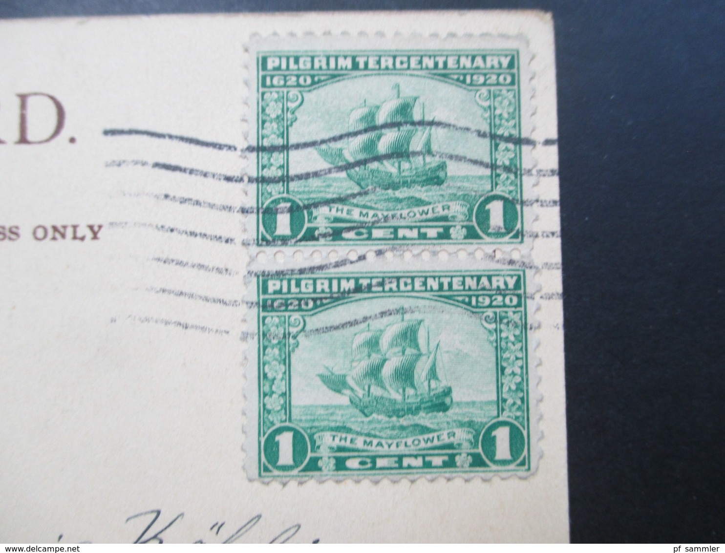 USA 1922 Nr. 255 MeF (senkrechtes Paar) AK Niagara Falls Ontario Stempel Rochester Nach Hof A / S - Brieven En Documenten