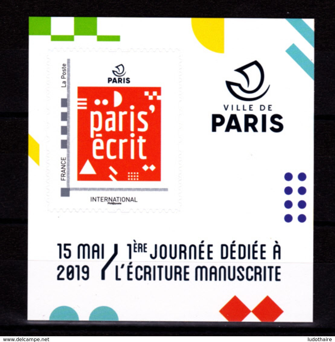 F 2019 / Neuf** Paris' écrit, Adhésif, International, Hors Programme (tirage: 1530 Ex) Timbre + Carte Postale - Neufs