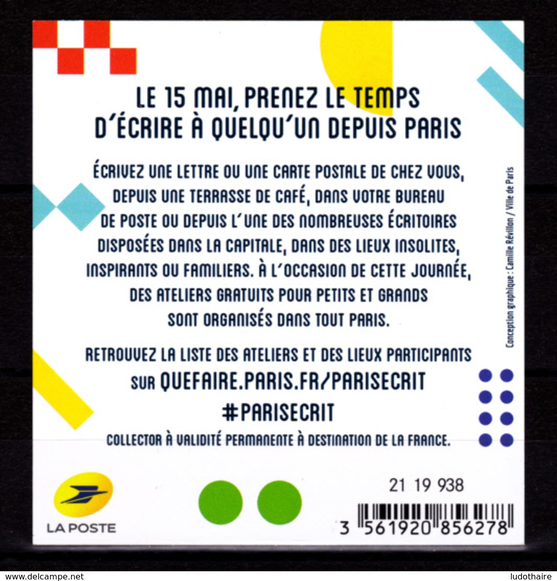 F 2019 / Neuf** Paris' écrit, Timbre Adhésif, Lettre Verte, Hors Programme, - Neufs