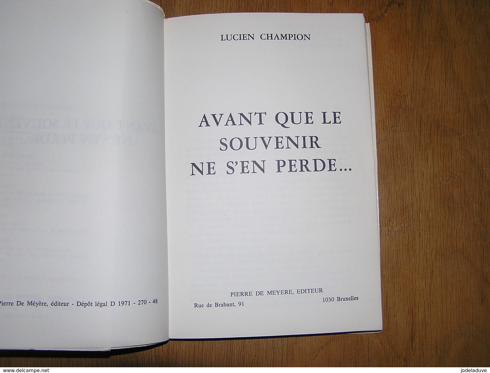 AVANT QUE LE SOUVENIR S'EN PERDE L Champion Régionalisme Guerre 40 45 Résistance Armée Secrète AS Ardenne Chabrehez DCRA - Guerre 1939-45