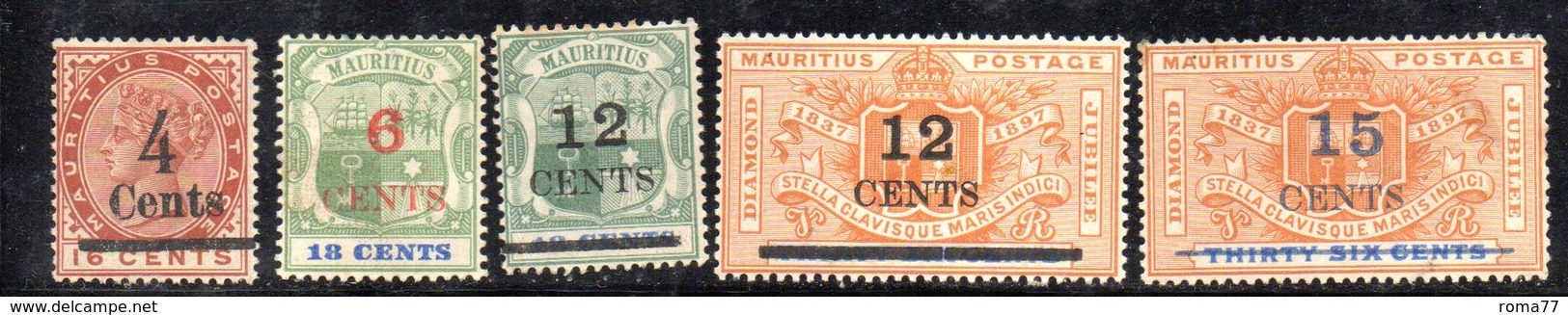 CI758 - MAURITIUS 1899 , Serie Yvert N. 93/97 Nuova */sg  (2380A) - Mauritius (...-1967)