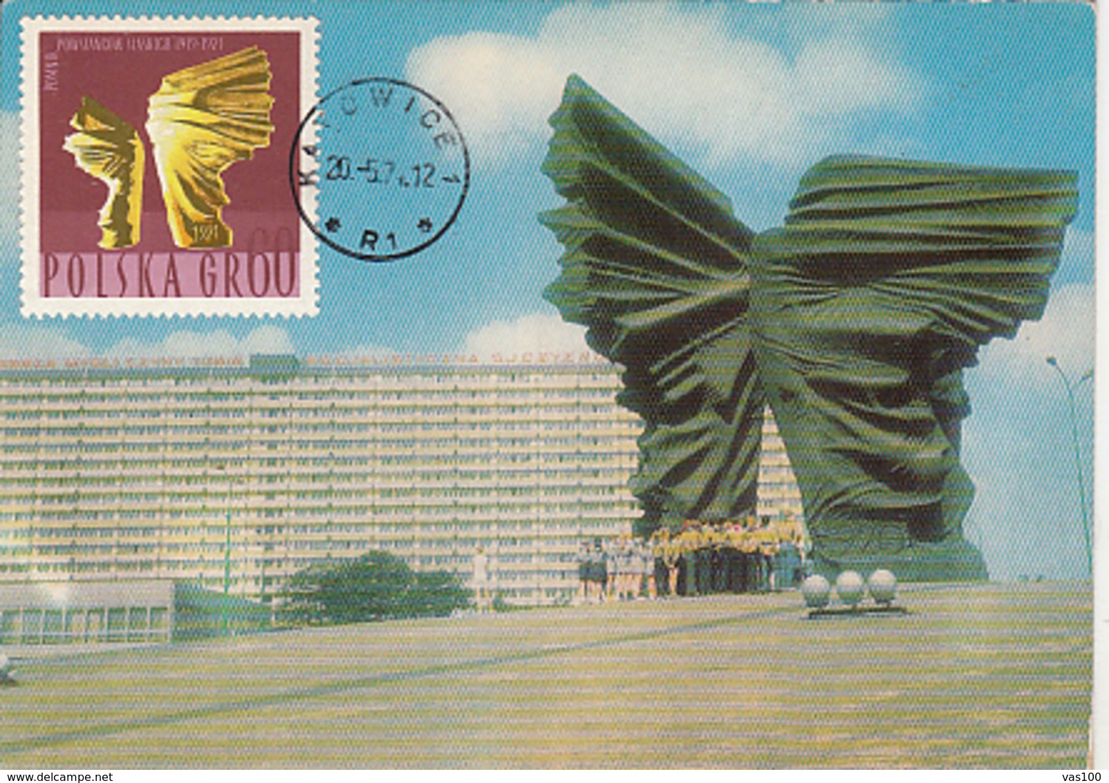 KATOWICE SILESIAN INSURGENTS' MONUMENT, CM, MAXICARD, CARTES MAXIMUM, 1974, POLAND - Maximum Cards