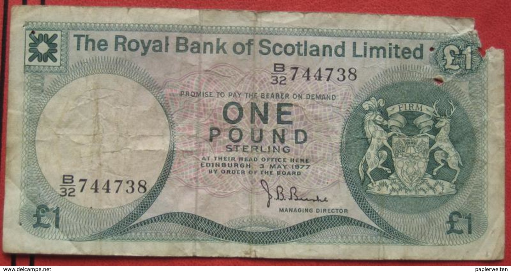 One / 1 Pound  1977 (WPM 336a) "The Royal Bank Of Scotland Limited" - 1 Pound