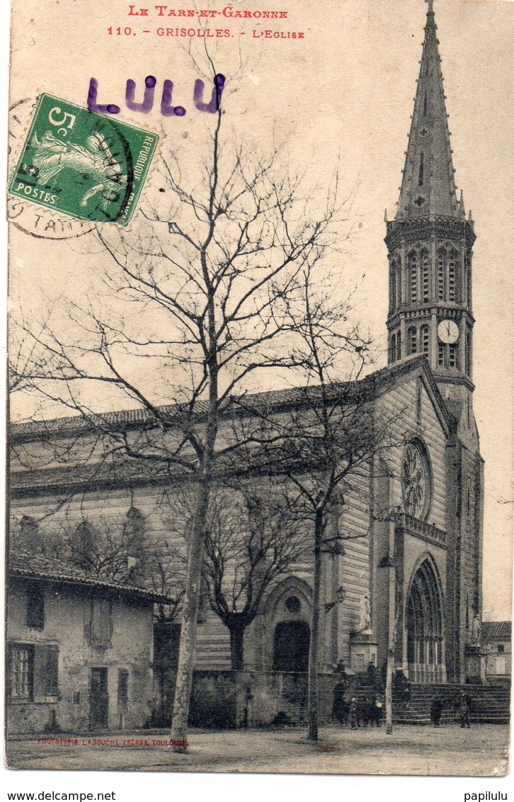 DEPT 82 : édit. L F Toulouse N° 110 : Grisolles L église - Grisolles